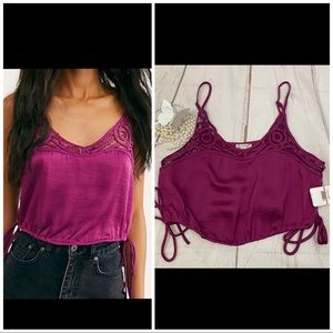 NWT Free People Lace Detail Tie Crop Top Brami